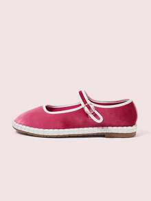 CUCCOO DOLLMOD Women Shoes Rose Red Fashion Velvet Mary Jane Round Toe Flat Shoes Commuting Dating Party Shopping College Cute Sweet Spring Shoes - Hot Pink - View 8