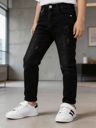 Pantalon niño mezclilla denim casual infantil juvenil moderno cómodo pantalón estilo temporada primavera verano