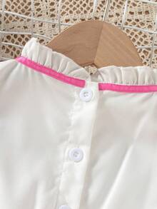 SHEIN Elladie kids 夏季女童时尚印花短袖上衣和阔腿裤套装 - 彩色 - 查看 5