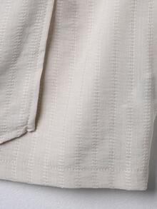 Franclia 女士常规梭织纹理面料半身裙，前中褶皱拼接，系带腰身 - 杏色 - 查看 7