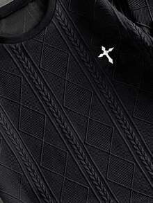 HIMLAND Men's Casual Commuter Elegant Embroidered T-Shirt - Black - View 3