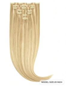 Seamless Clip Ins 100% Rambut Manusia Asli 7PCS Ekstensi Rambut Manusia Tanpa Sambungan PU dengan Klip Lurus 14-22 Inci Warna Pirang Terang dengan Sorotan Pirang Keemasan Ekstensi Rambut Remy dengan Klip - Nomor 16/613 - View 2