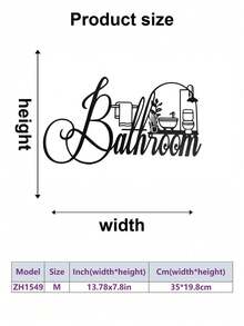 1PC Minimalist Metal Bathroom Sign, Iron Metal Wall Art, Classic Style, Suitable For Home Decor, Office, Bedroom, Yard, Kitchen, Bathroom Decor, Housewarming Gift, Removable & Reusable Bathroom Wall Hanging - Multicolor - View 8