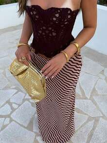 Siren Gaze 女士波浪条纹长款美人鱼裙 - 彩色 - 查看 2