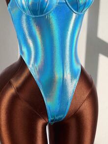 Amplova 2026 New Mermaid Seashell Bikini Top, Sexy Goddess One-Piece Swimsuit For Beach Vacation - Blue - View 6