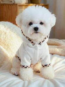 PETSIN 一件猫狗通用服装，绣有“我爱妈妈”字样的连帽衫，充满爱意，宠物休闲上衣 - 白色 - 查看 5