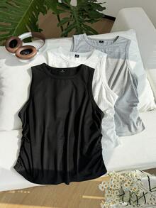 Comfortcana Plus Size Casual Solid Color Tank Top, Versatile For Summer - Multicolor - View 5
