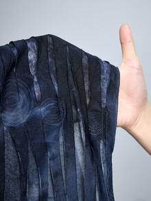 ROMWE Grunge Punk Distressed Tie-Dye Laser Cut Asymmetric Shoulder Fitted Top - Grey - View 9