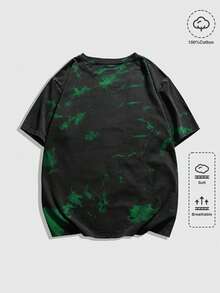 ROMWE MEN Anime 男士动漫人物印花圆领短袖休闲T恤 - 綠色 - 查看 4