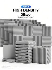 SHEIN ODEK PRETTY 48 Miếng - Tấm cách âm 12"X12"X1/2", Miếng xốp cách âm hình nêm giảm tiếng ồn và hấp thụ âm thanh cho phòng thu âm, phòng nhạc, phòng chơi game, podcasting | Tấm xốp cách âm mật độ cao (có keo hai mặt) - Nhiều màu - Xem 17