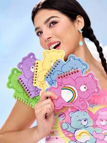 SHEIN X Care Bears 1pc Cute Cartoon Cheer Bear Shaped Portable Spiral Notebook, 80 Pages 40 Sheets Blank Inner Pages, Suitable For Learning, Writing, Drawing, Suitable For Students And Women - Purple - View 2
