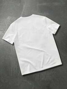 HIMLAND Bộ áo thun nam thêu họa tiết phong cách đường phố thường ngày, thích hợp cho việc đi làm. - trắng - Xem 6