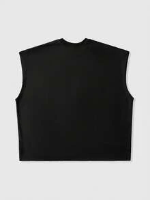 ROMWE MEN Street Life Men's Rivet & Figure Print Round Neck Casual Versatile Daily Wear Tank Top Spring/Summer - Black - View 3