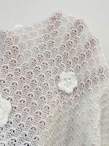 Swim Chiccia New Knitted French Romantic Crochet Texture Short Sleeve Top + Shorts Women Coverup Set - White - View 4