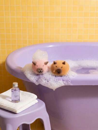 Joivida 1Pc/2pcs Cute Pig Bath Sponge Ball, Ultra Soft Bath Sponge For Bathing Face Washing Body Scrubbing, Lathers Well,No Breakage, Bathroom Sponge Scrubber, Two Colors Optional, Back School Gift,Students, Top Choice For Gifting