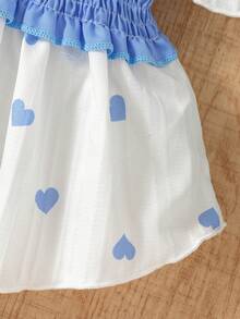 女童蓝色爱心褶皱腰身衬衫 - 彩色 - 查看 7