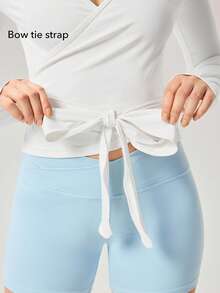 OutZeal Women Sports White Jacket Daily Casual Quick Dry Soft Stretch Wrap-Style With Side Slit Active Tops - White - View 3