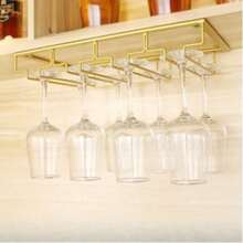 Giá treo ly rượu cao cấp sáng tạo, giá đỡ ly rượu bằng sắt treo quầy bar, kệ treo ly rượu cho quầy bar tại nhà. - Vàng - Xem 8
