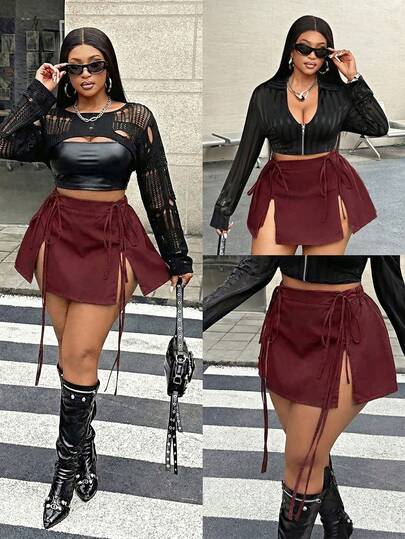 شورت قصير مربوط أمامي مثير للسيدات البدينات، شورت مثير للنساء للارتداء في الشارع، ملابس للعطلات/الإجازات