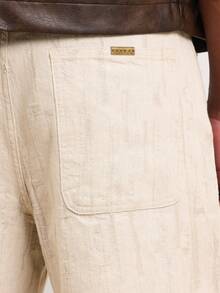 SUMWON Men's Light Wash Wide Leg Denim Jorts Below Knee Baggy Eyelet Detail Vintage Style Summer Casual Relaxed Fit Knee Length Bermuda Shorts - Apricot - View 7