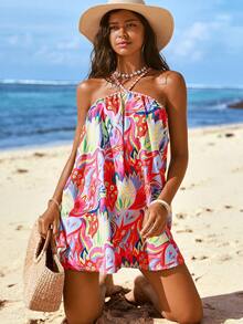 Swim Vcay Summer European And American Style Women's New Loose Floral Print Spaghetti Strap Backless Casual Dress - Multicolor - View 3