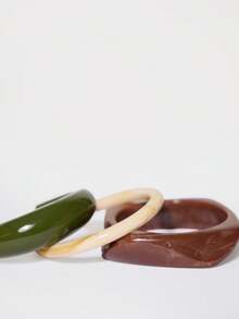 MUSERA 抽象造型多色3件套手镯，春夏海滩节日度假可爱日常款 - 彩色 - 查看 3