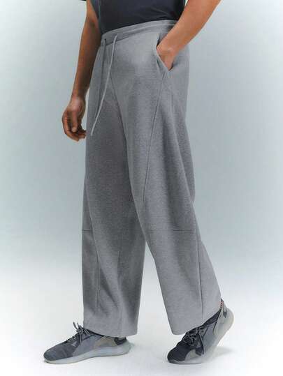 Driftmere Pantalones de chándal sueltos de unicolor con cordón en la cintura y bolsillos, pantalones de chándal grises holgados