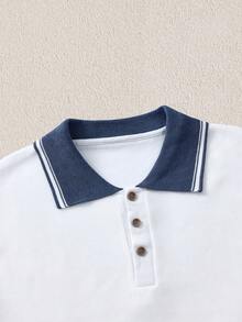 Mercer Haus Men's Color Block Polo Collar Short Sleeve Knit Top Polo T Shirt Men , Suitable For Summer Tropical Holiday Vacation In Hawaii. - White - View 5
