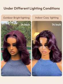 ALL READY WIG Tóc giả 100% tóc thật màu Đen Cherry, kiểu Bye Bye Knots, ren 7x5, không cần keo dán, kiểu tóc bob, dây rút, sóng nhẹ, màu sắc đậm đà và rực rỡ, cắt tỉa nhiều lớp, các nút thắt đã được tẩy trắng, mũ thoáng khí, ren trong suốt, thân thiện với người mới bắt đầu. - SPurple - Xem 6