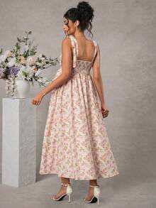 Momance 印花系带露肩优雅孕妇连衣裙 - 彩色 - 查看 2