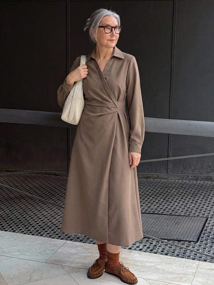 V-Neck Long Sleeve Dress For Women Maxi Dress Sundress