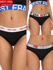 3pcs Women's Fashionable Letter Print Panties Set - Multicolor - View 1