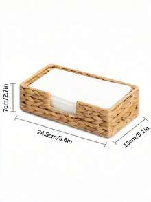 1PC Handwoven Water Hyacinth Rattan Wicker Square Natural Napkin Holder Basket Serving Tray For Kitchen Dining Room Table Decoration Storage Organizer Countertop Home Decor - Brown - View 14