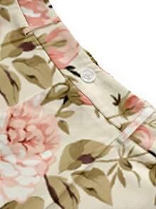 EMERY ROSE Plus Size Casual Vacation Romantic Rose Print Pants - Multicolor - View 4