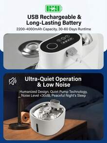 PETSIN Dispensador de agua automático inalámbrico para gatos - 88 onzas / 2.6 litros / 0.69 galones, con sensor de movimiento que detecta automáticamente el suministro de agua, ultra silencioso - Dispensador de agua para mascotas con batería - 2.6L - Ver 3