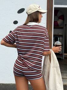 Muchica 女士红色条纹针织套装，春夏款 - 彩色 - 查看 2