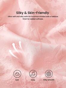 LUVLETTE 优雅日常休闲粉色缎面睡衣套装 - 裹身式上衣和黑色滚边阔腿裤，时尚家居服睡衣婚礼单品 - 粉色 - 查看 6