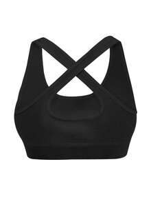 SHEIN Velisys Áo ngực thể thao nữ màu trơn, không đường may, kiểu dây chéo lưng, thích hợp mặc hàng ngày. - Nhiều màu - Xem 4