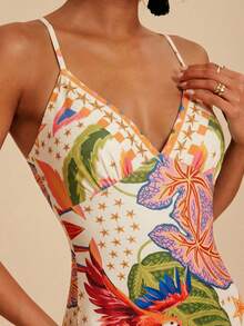 Travachic Women's Palm Tree Print Side Slit Hem Casual Slip Dress,Summer Dress,Vacation Dress - Multicolor - View 4