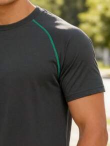 Manfinity Dauomo Men's Round Neck Raglan Short Sleeve Casual Versatile T-Shirt - Dark Grey - View 2