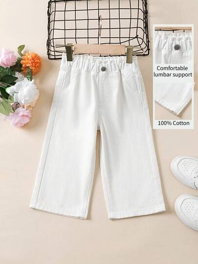 女童牛仔裤，夏季新款，四季皆宜，水洗牛仔色，休闲可爱，宽松直筒版型，舒适棉质牛仔面料，适合日常穿着、居家、通勤。