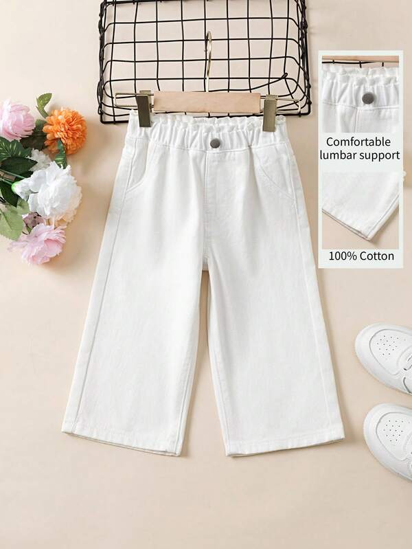 女童牛仔裤，夏季新款，四季皆宜，水洗牛仔色，休闲可爱，宽松直筒版型，舒适棉质牛仔面料，适合日常穿着、居家、通勤。