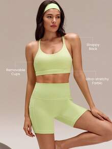 GLOWMODE FeatherFit™ 吊带露背运动文胸背心 低强度瑜伽日常健身 春夏 - 薄荷綠 - 查看 2