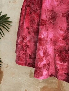 Sunspun Đầm mùa hè dệt kim họa tiết hoa dành cho nữ cỡ lớn, thích hợp mặc thường ngày/đi nghỉ mát/đi làm. - màu nâu - Xem 4