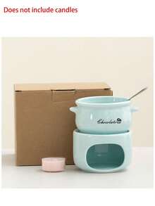 Ceramic Chocolate Melting Set, Ceramic Mini Fondue Set (Candles Not Included) – Mini Melting Cups For Melting Chocolate, Cheese Dips, And Heating Candies – Compact Dessert Party Set, Perfect For Date Nights, Weddings, Birthday Parties, And Valentine's Day Gifts – Easy To Clean - Multicolor - View 10