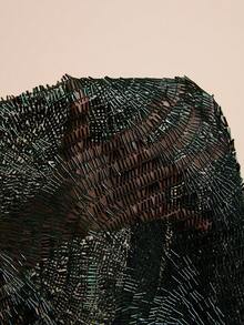 LOTSLUV 女士绿色串珠纹理面料方领宽松短款连衣裙，春夏款 - 綠色 - 查看 8