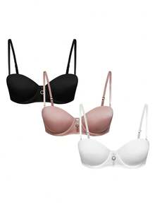 SHAPORA 3 pièces/set Sous-vêtements femme multicolores avec anneaux en acier et baleines - Multicolore - Voir 1