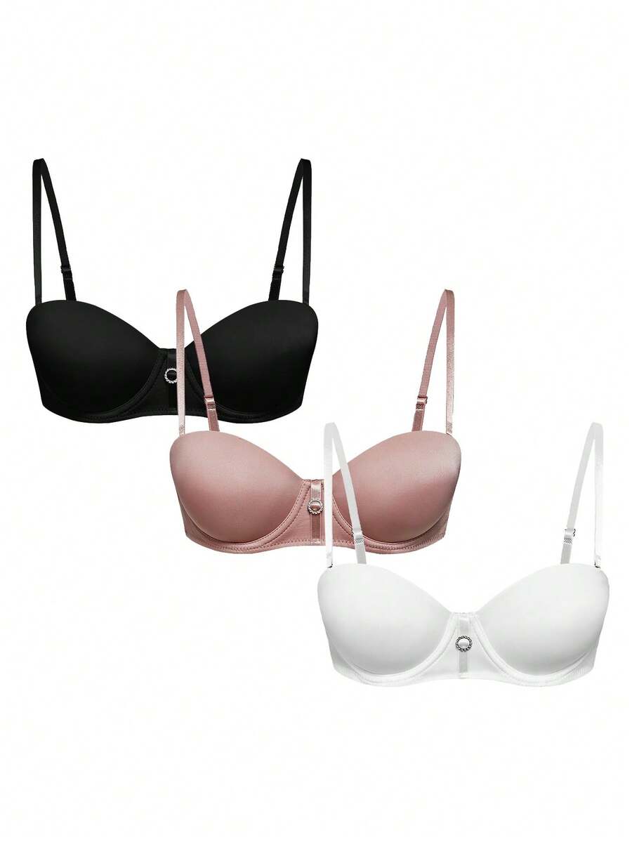 SHAPORA 3 pièces/set Sous-vêtements femme multicolores avec anneaux en acier et baleines - Multicolore - Voir 1