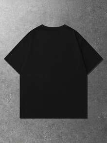 ROMWE MEN Street Life Camiseta masculina de manga curta com estampa térmica de silhueta urbana vintage, ideal para o verão. - Preto - Ver 3