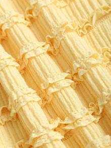 Sweetra Women's Light Yellow Pleated Spaghetti Strap Lace Halter Neck Maxi Dress, Romantic Sexy Resort Style, Spring/Summer - Yellow - View 5